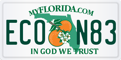 FL license plate ECON83