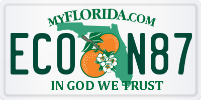 FL license plate ECON87