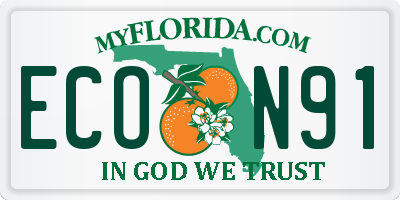 FL license plate ECON91