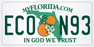 FL license plate ECON93