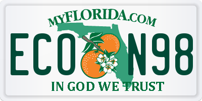 FL license plate ECON98