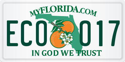 FL license plate ECOO17