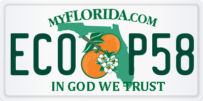 FL license plate ECOP58