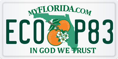 FL license plate ECOP83