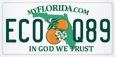 FL license plate ECOQ89