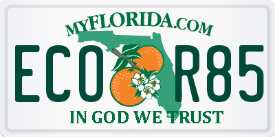 FL license plate ECOR85