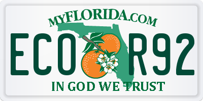 FL license plate ECOR92