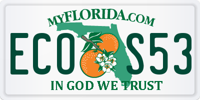 FL license plate ECOS53