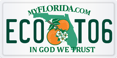 FL license plate ECOT06