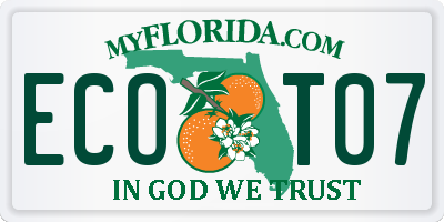 FL license plate ECOT07