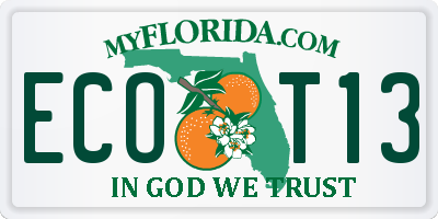 FL license plate ECOT13