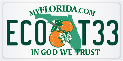 FL license plate ECOT33