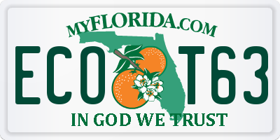 FL license plate ECOT63