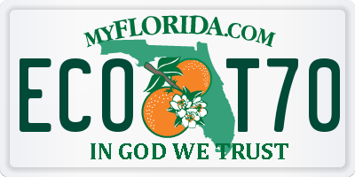 FL license plate ECOT70