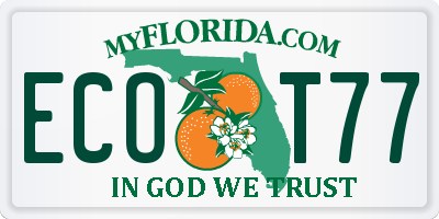 FL license plate ECOT77