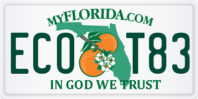 FL license plate ECOT83