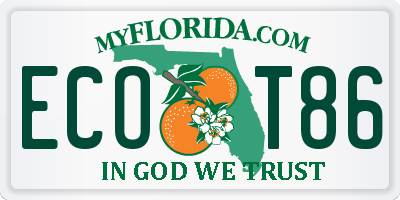 FL license plate ECOT86