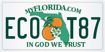 FL license plate ECOT87
