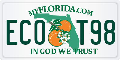 FL license plate ECOT98