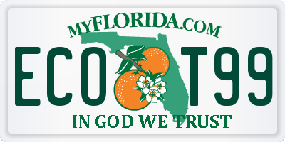 FL license plate ECOT99