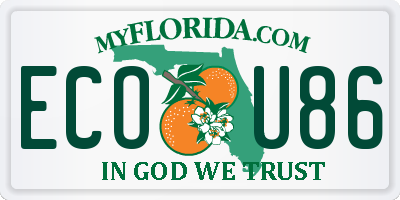 FL license plate ECOU86