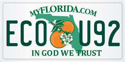 FL license plate ECOU92