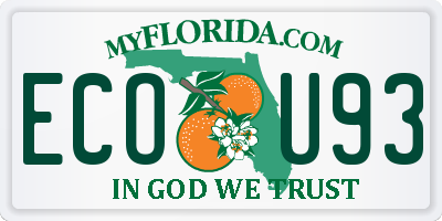 FL license plate ECOU93