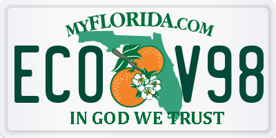 FL license plate ECOV98