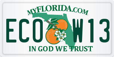 FL license plate ECOW13