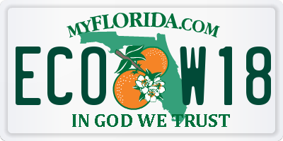 FL license plate ECOW18
