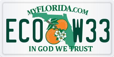 FL license plate ECOW33