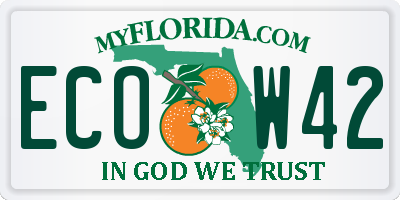 FL license plate ECOW42