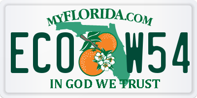 FL license plate ECOW54