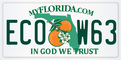 FL license plate ECOW63