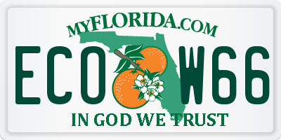 FL license plate ECOW66