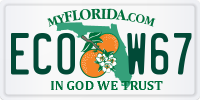 FL license plate ECOW67