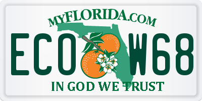 FL license plate ECOW68