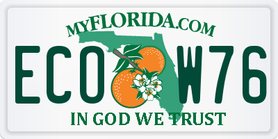 FL license plate ECOW76