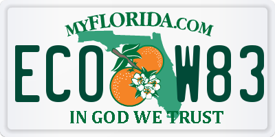 FL license plate ECOW83