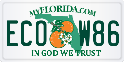 FL license plate ECOW86