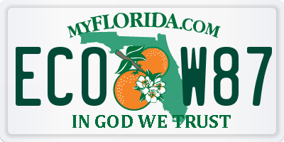 FL license plate ECOW87