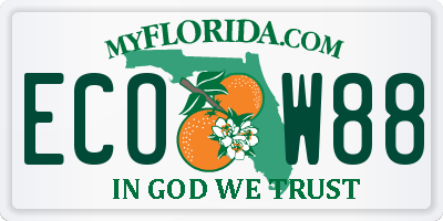FL license plate ECOW88