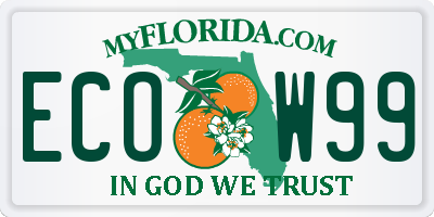 FL license plate ECOW99