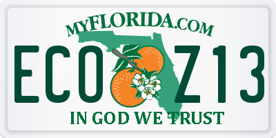 FL license plate ECOZ13