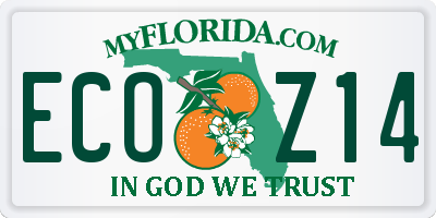 FL license plate ECOZ14