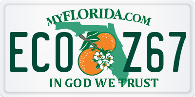FL license plate ECOZ67