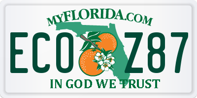 FL license plate ECOZ87