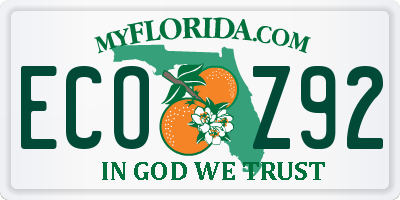 FL license plate ECOZ92