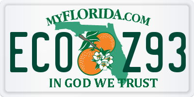FL license plate ECOZ93
