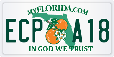 FL license plate ECPA18